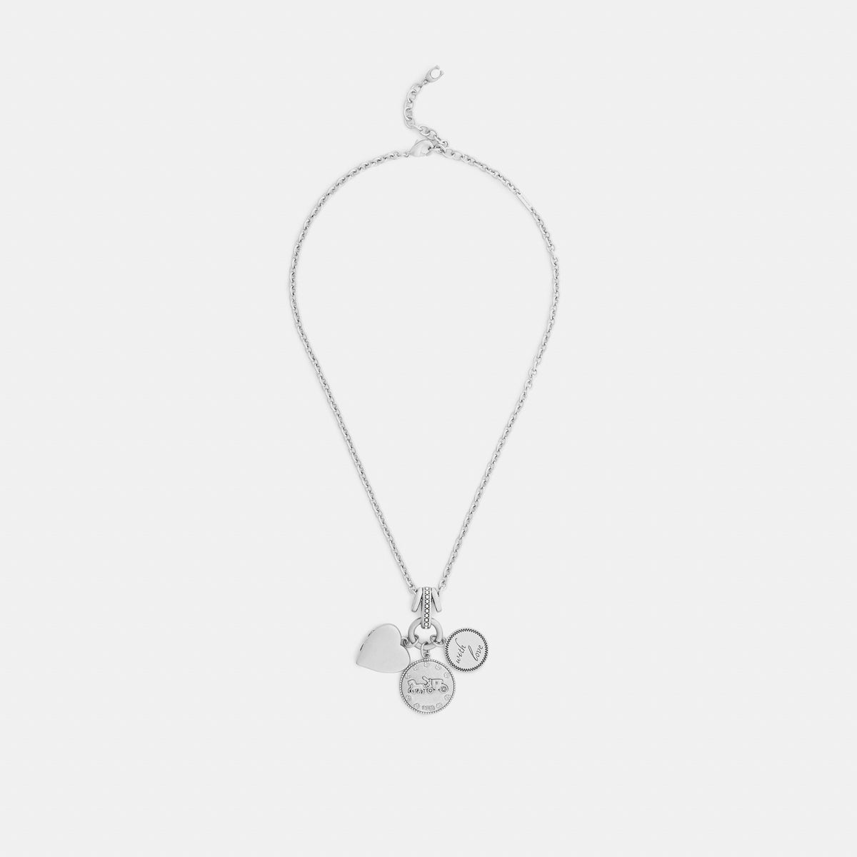 Coach Heart And Coins Cluster Pendant Necklace - Silver (2)