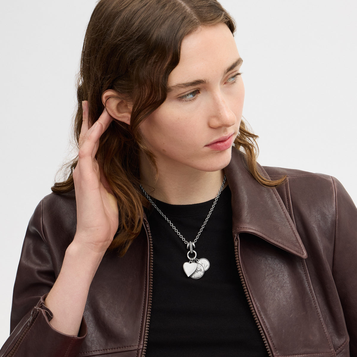 Coach Heart And Coins Cluster Pendant Necklace - Silver (3)