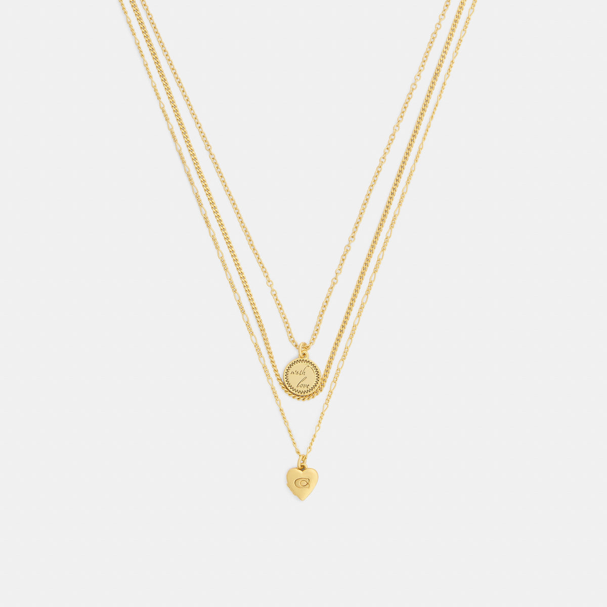 Coach Heart And Coin Layered Necklace - Gold