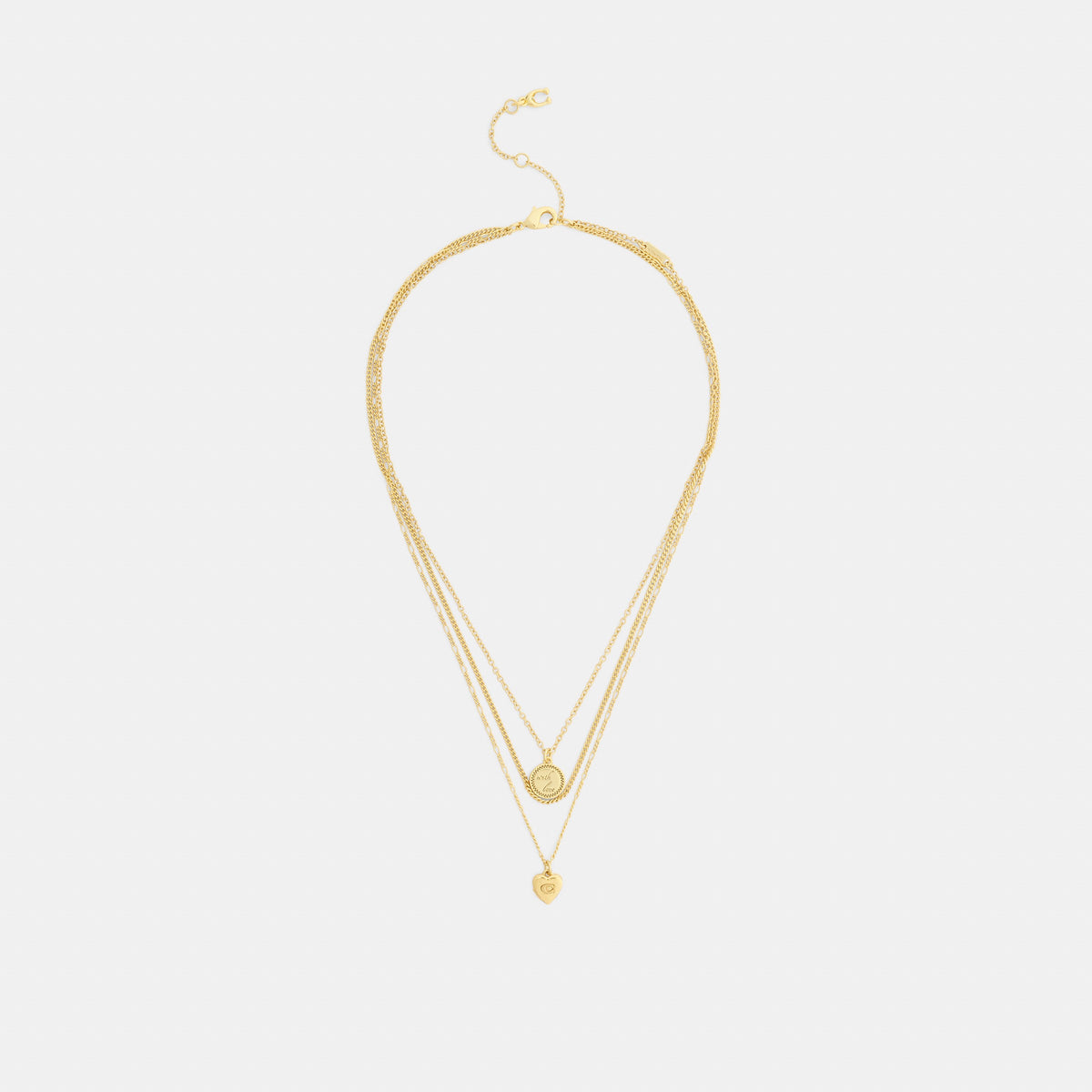 Coach Heart And Coin Layered Necklace - Gold (2)