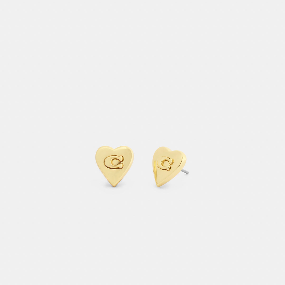 Coach Signature Heart Stud Earrings - Gold