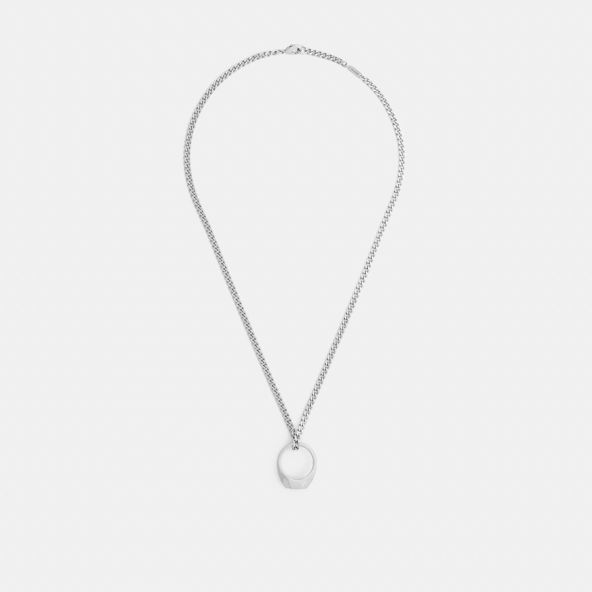 Coach Signet Ring Pendant Necklace - Silver
