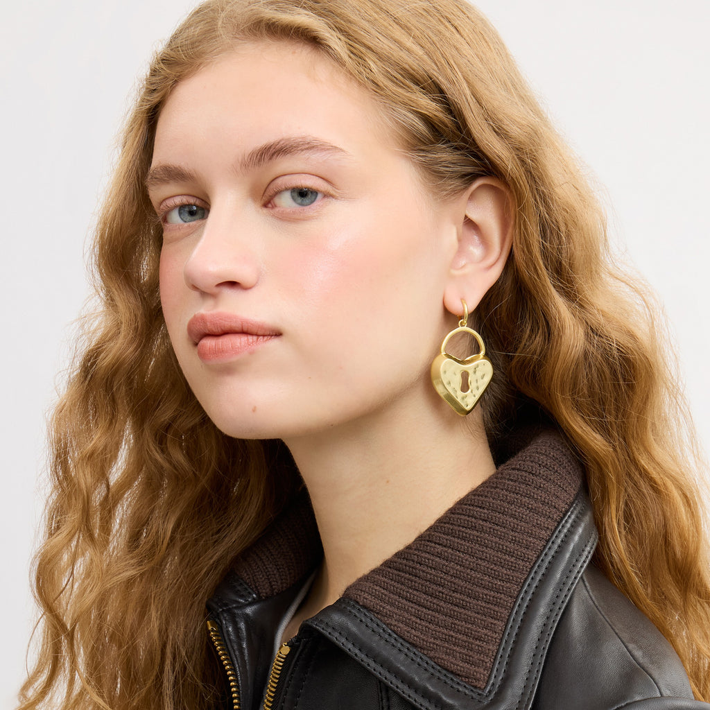 Coach Heart Padlock Earrings - Gold (2)