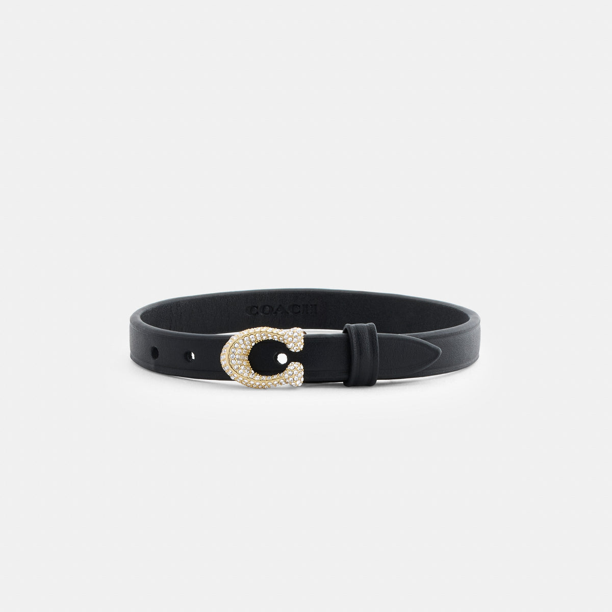 Coach Signature Pavé Leather Bracelet - Black (2)