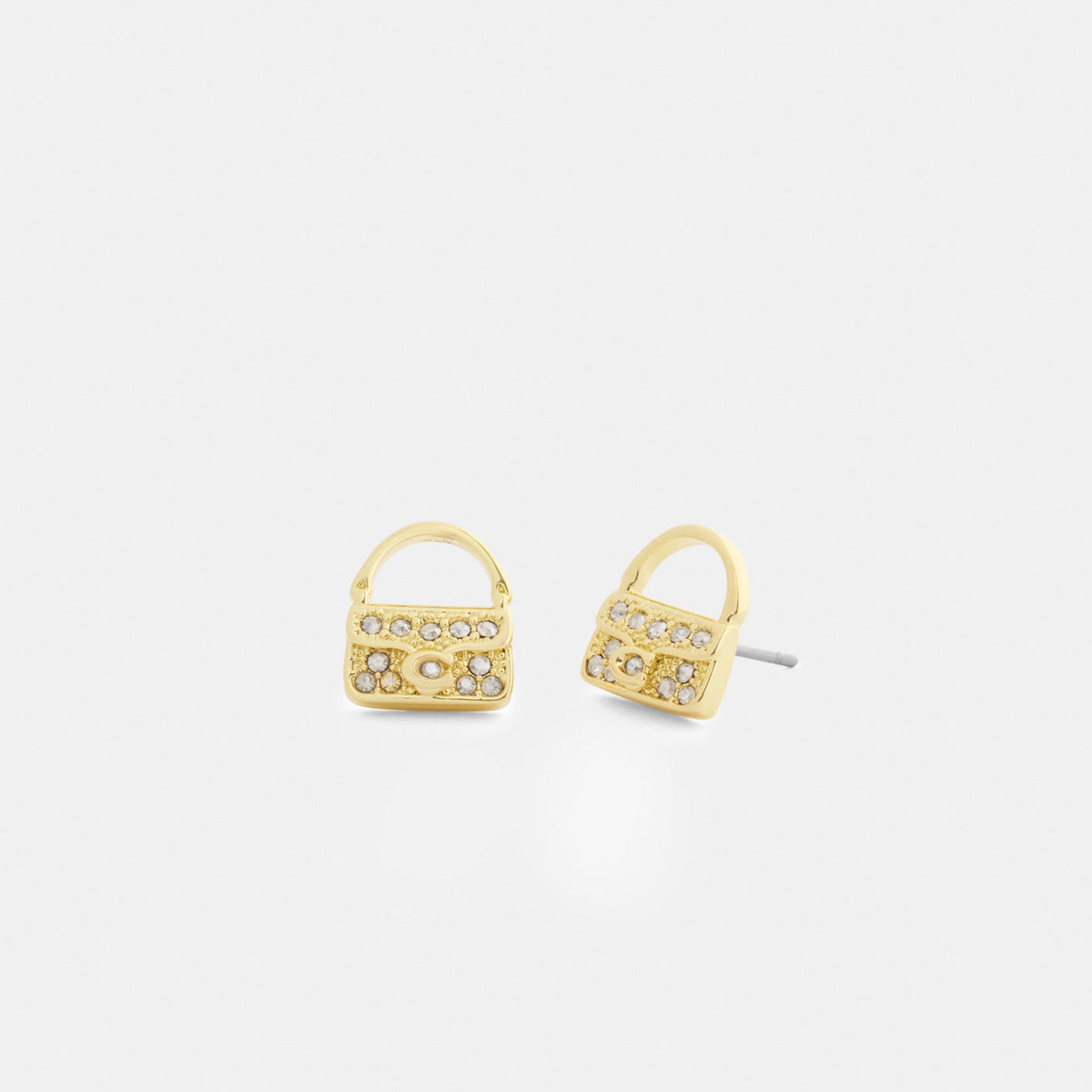 Coach Pavé Tabby Stud Earrings - Gold/Clear (Women's)
