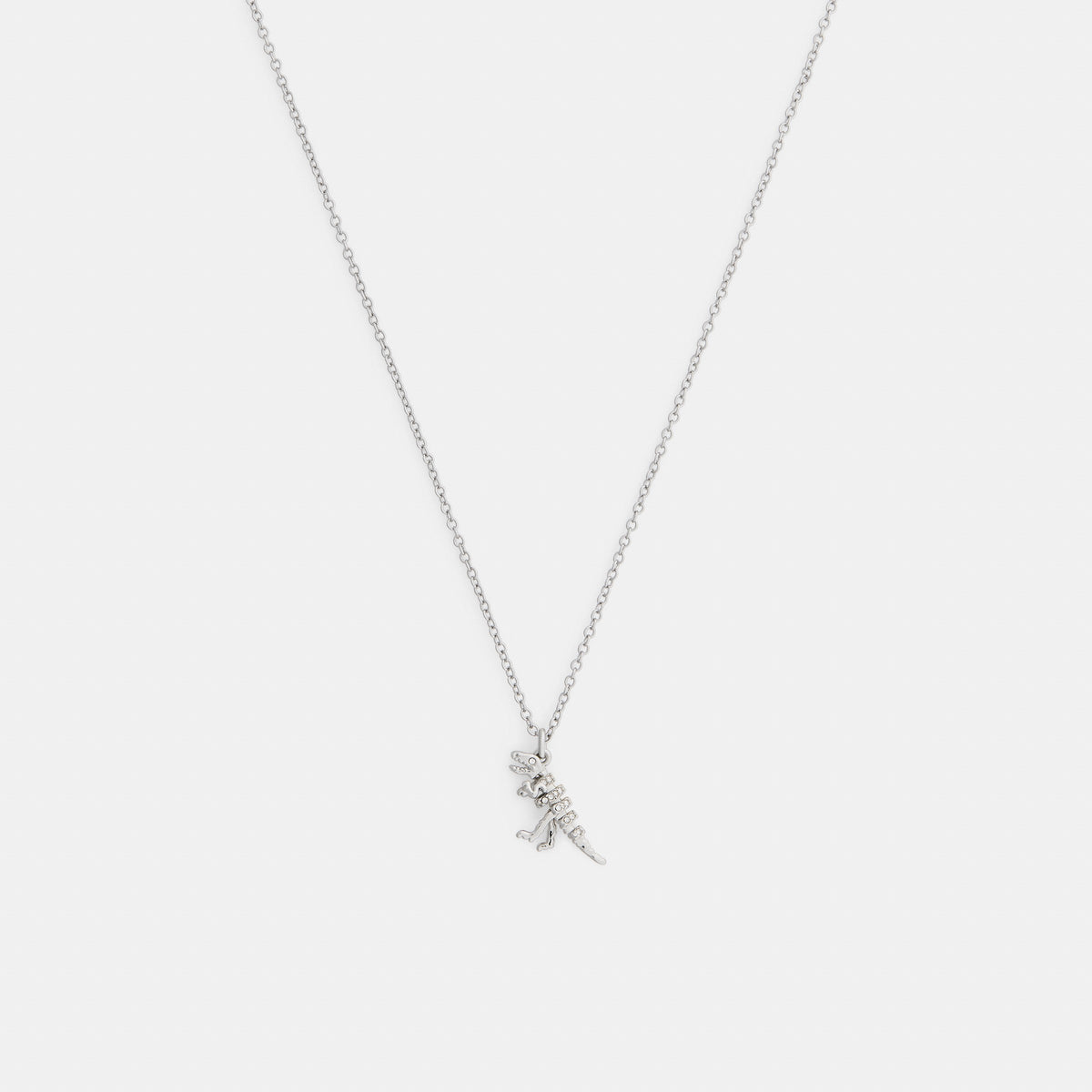 Coach Pavé Skeletal Rexy Pendant Necklace - Silver/Clear
