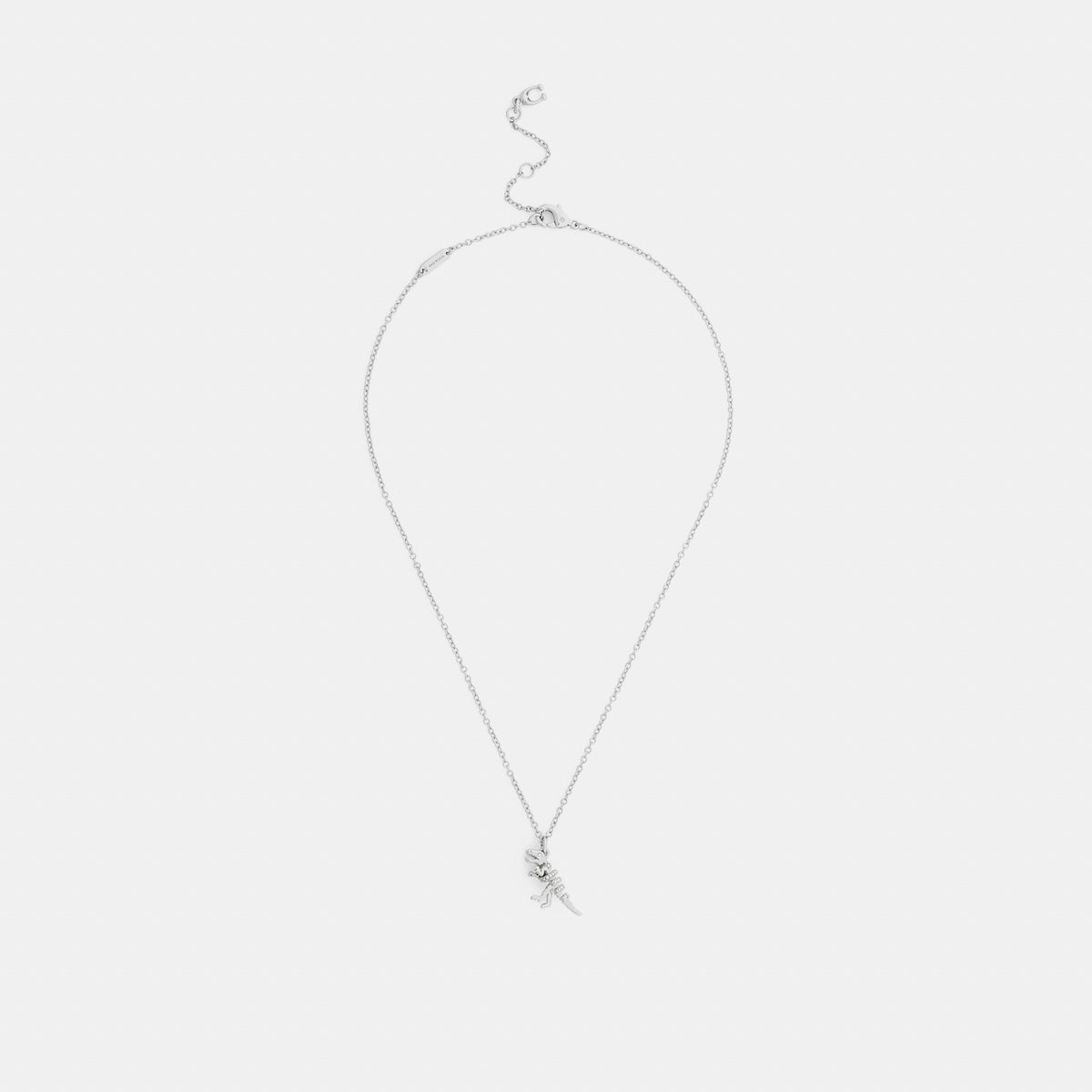 Coach Pavé Skeletal Rexy Pendant Necklace - Silver/Clear (2)