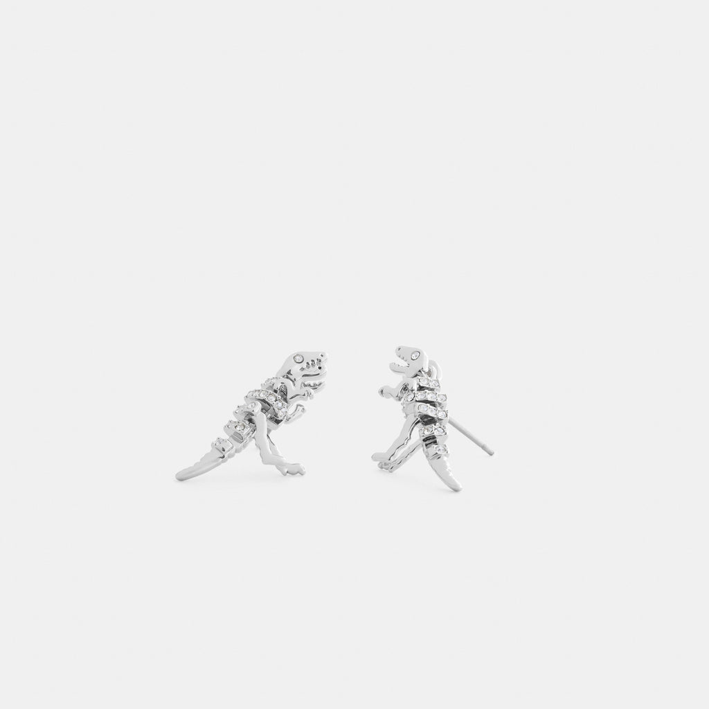 Coach Pavé Skeletal Rexy Stud Earrings - Silver/Clear