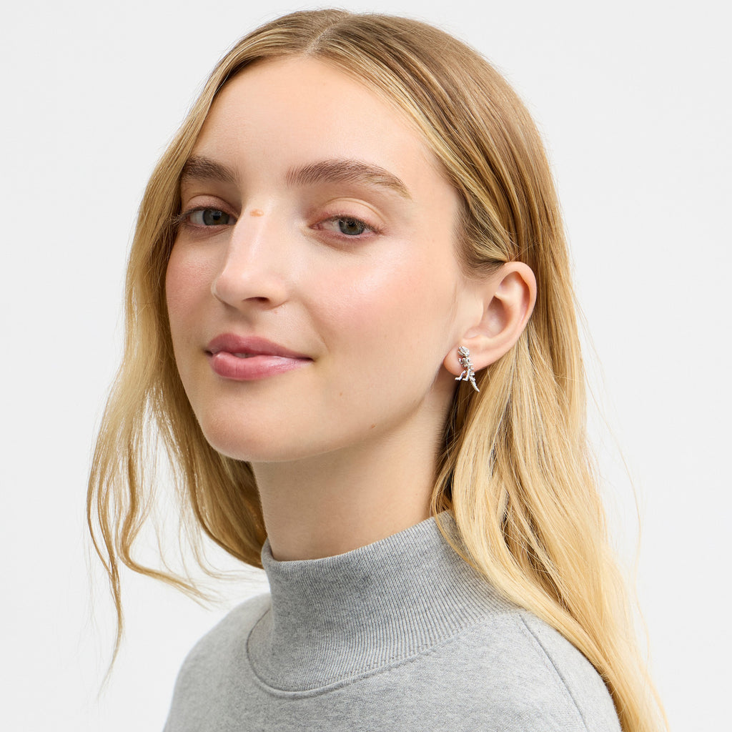 Coach Pavé Skeletal Rexy Stud Earrings - Silver/Clear (2)
