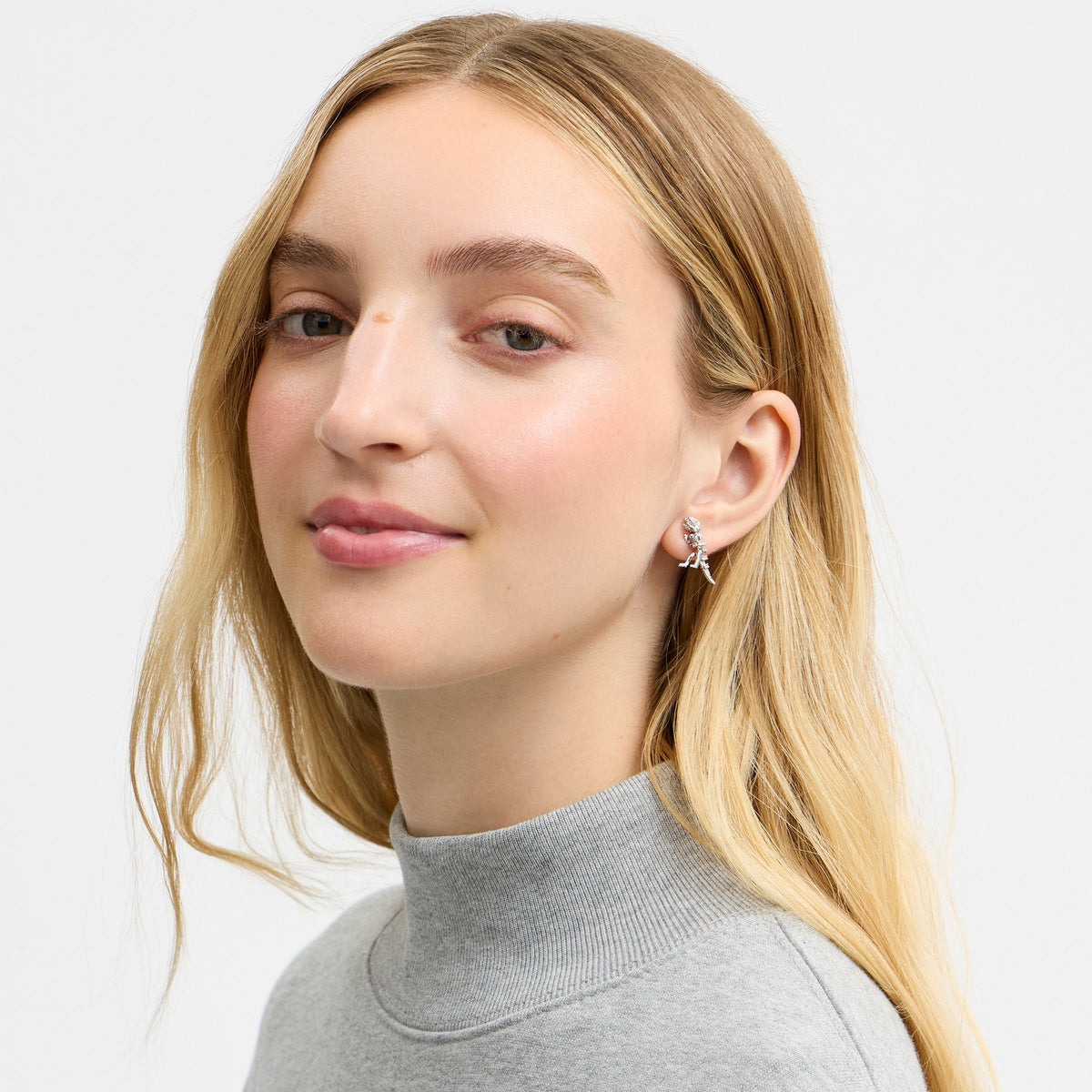 Coach Pavé Skeletal Rexy Stud Earrings - Silver/Clear (2)
