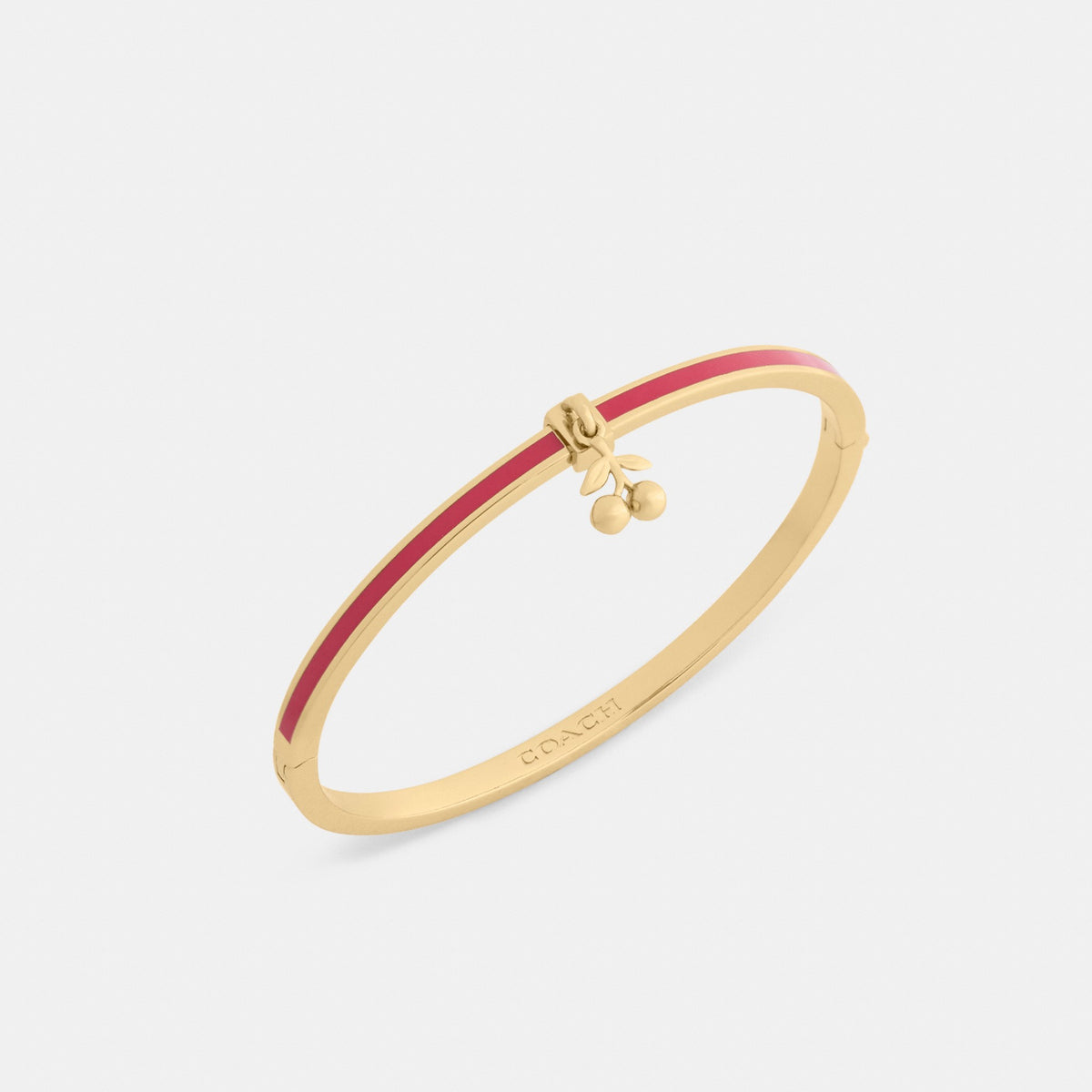 Coach Cherry Charm Enamel Thin Hinged Bangle - Gold/Red (Women's)