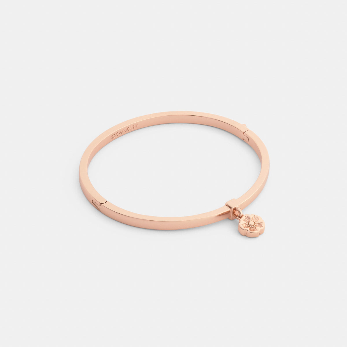 Coach Tea Rose Charm Thin Hinged Bangle - Rose Gold