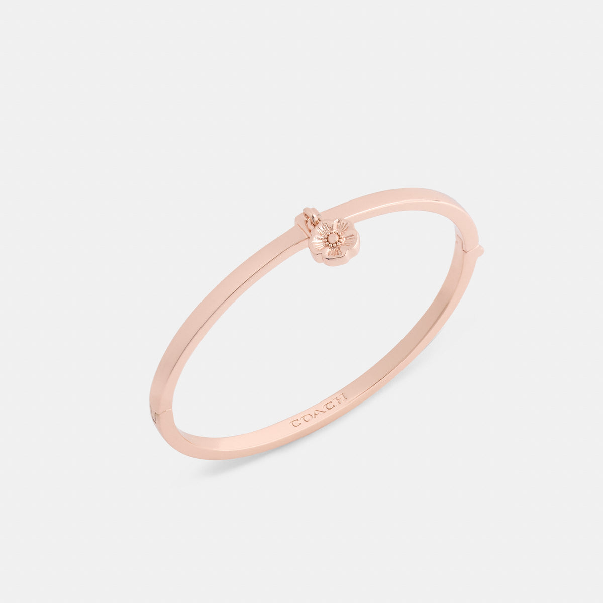 Coach Tea Rose Charm Thin Hinged Bangle - Rose Gold (2)