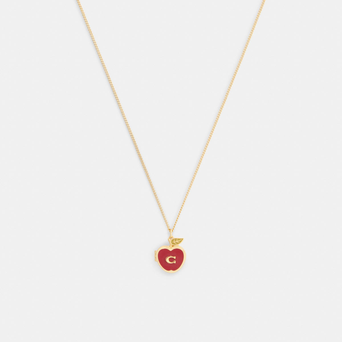 Coach Signature Apple Pendant Necklace - Gold/Red Multicolor (Women's)
