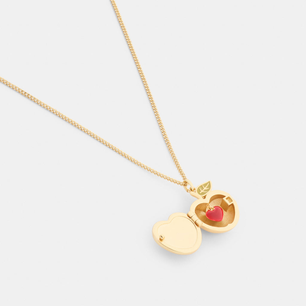 Coach Signature Apple Pendant Necklace - Gold/Red Multicolor (Women's)