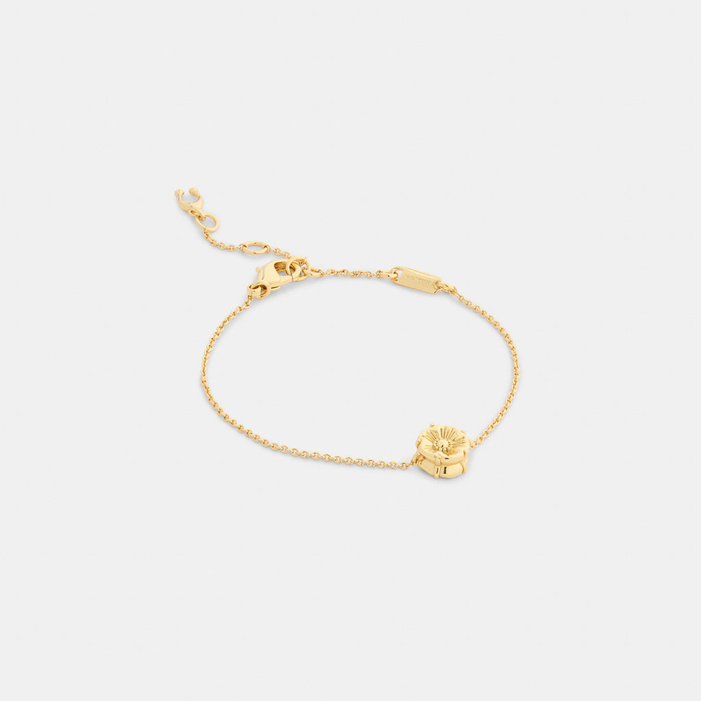 Coach Tea Rose Solitaire Linear Bracelet - Gold (Women's)