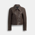Coach Shrunken Leather Jacket - Brown