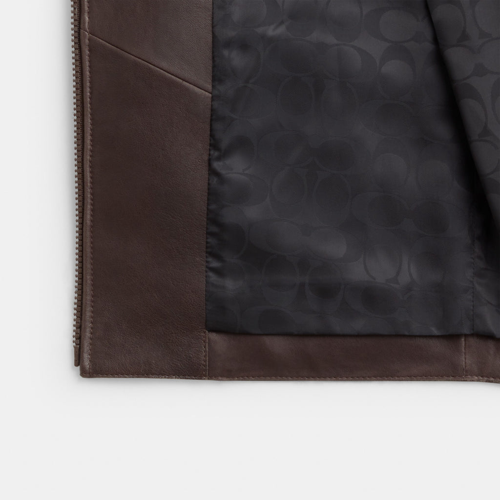Coach Shrunken Leather Jacket - Brown (2)