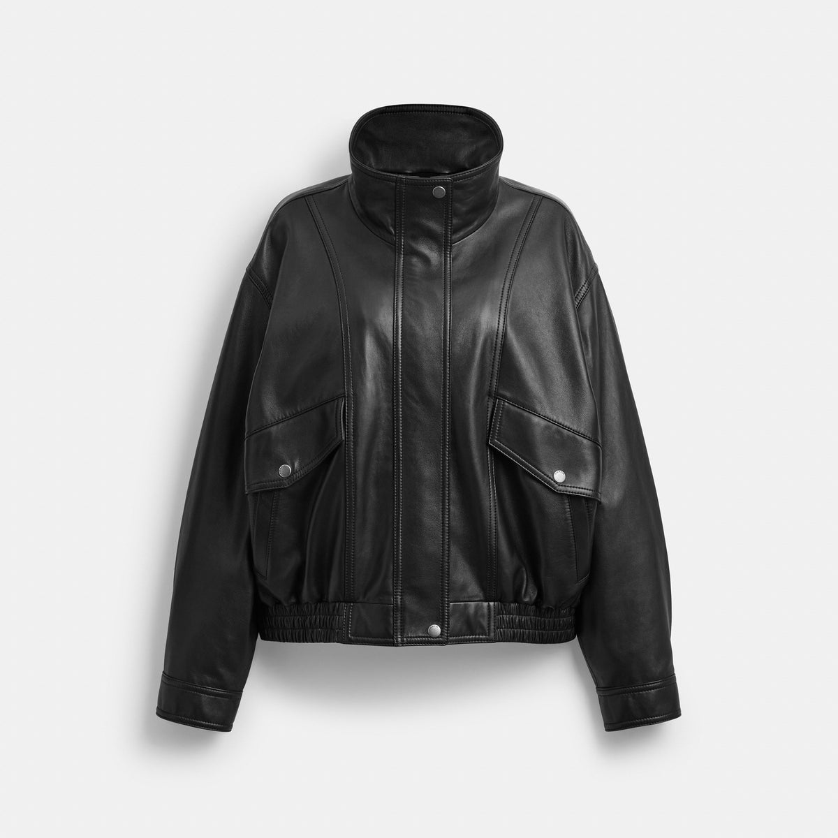 Coach Funnel Neck Leather Blouson - Black