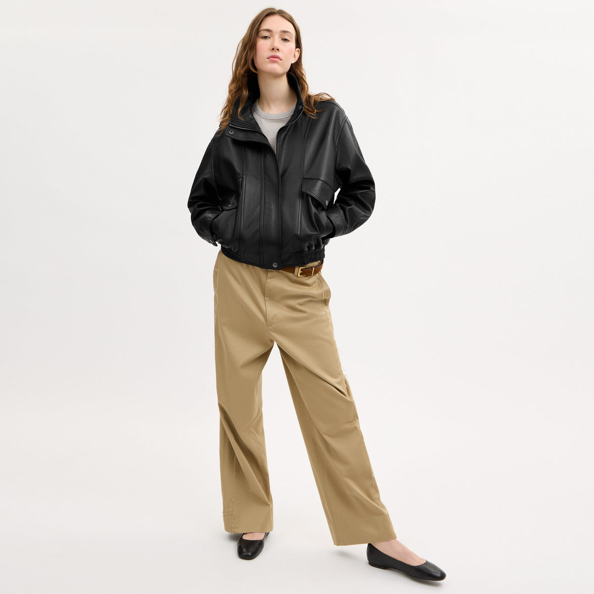 Coach Funnel Neck Leather Blouson - Black (2)
