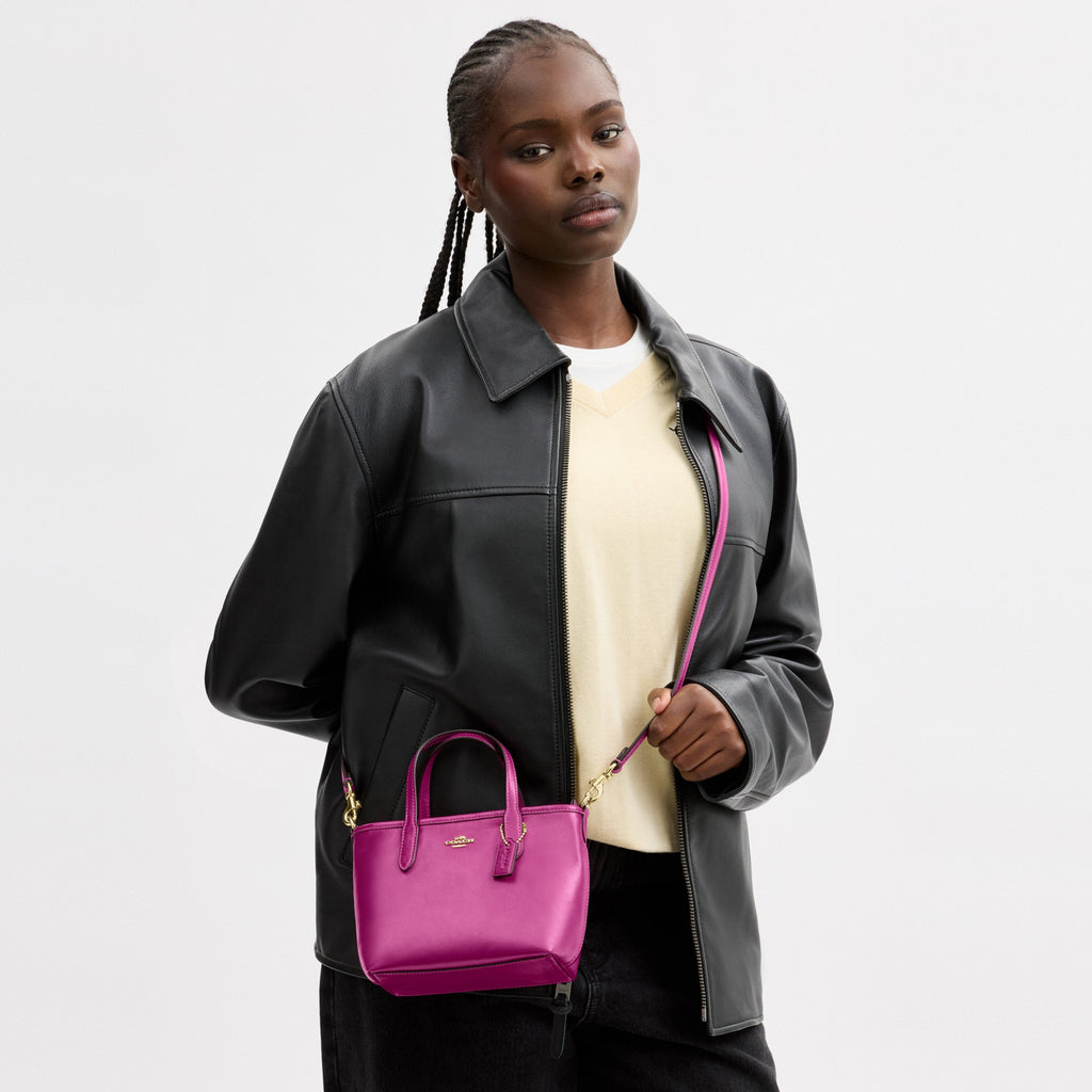 Coach City Mini Tote Bag - Gold/Magenta (Women's)