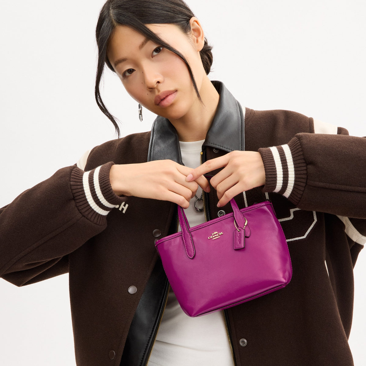 Coach City Mini Tote Bag - Gold/Magenta (Women's)