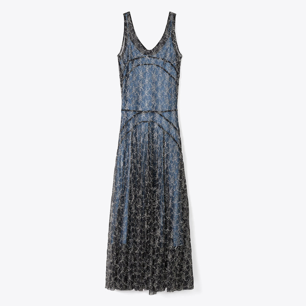 Tory Burch Chantilly Lace Fil Coupé Dress - Black