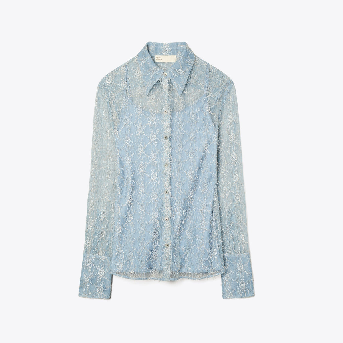 Tory Burch Chantilly Lace Fil Coupé Shirt - Blue Porcelain