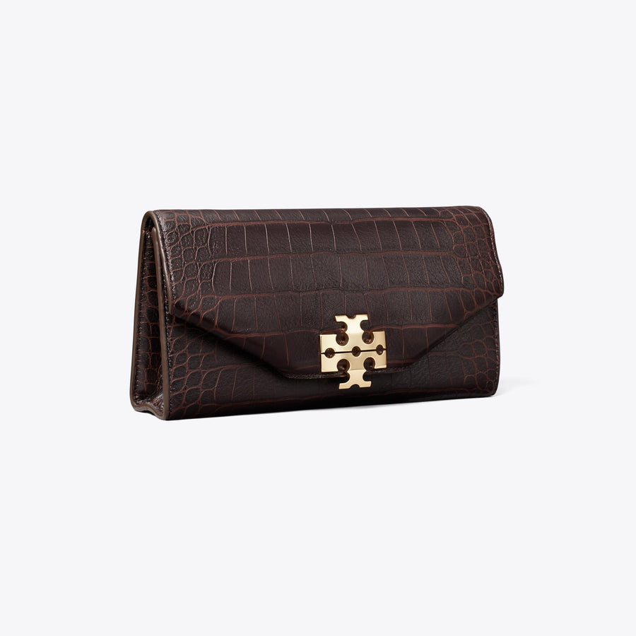 Tory Burch Charlie Croc-Embossed Envelope Clutch