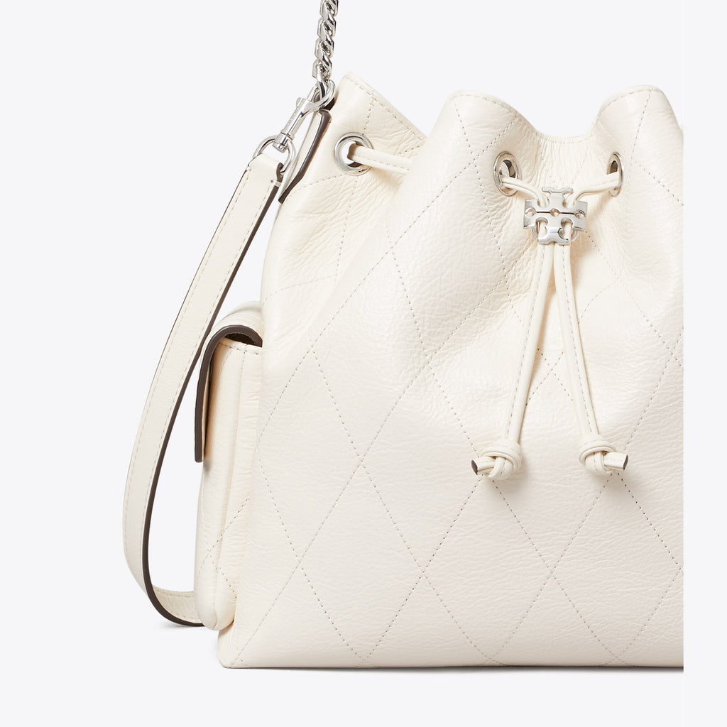 Tory Burch Charlie Quilted Drawstring Shoulder Bag - Light Cream - 5