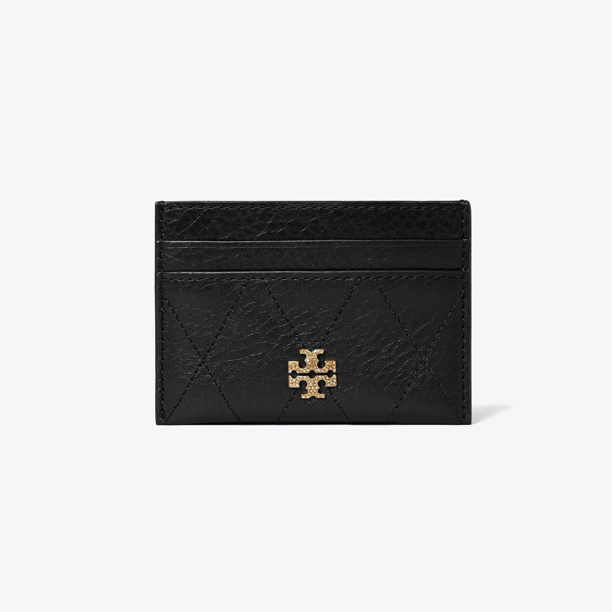 Tory Burch Charlie Quilted Pavé Card Case - Black - 2
