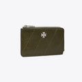 Tory Burch Charlie Quilted Zip Card Case - Dark Olive