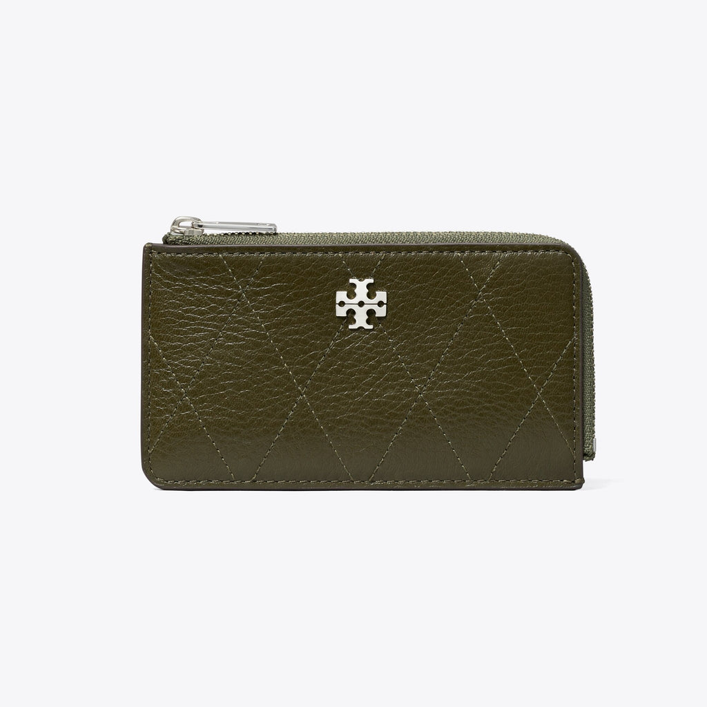 Tory Burch Charlie Quilted Zip Card Case - Dark Olive - 2