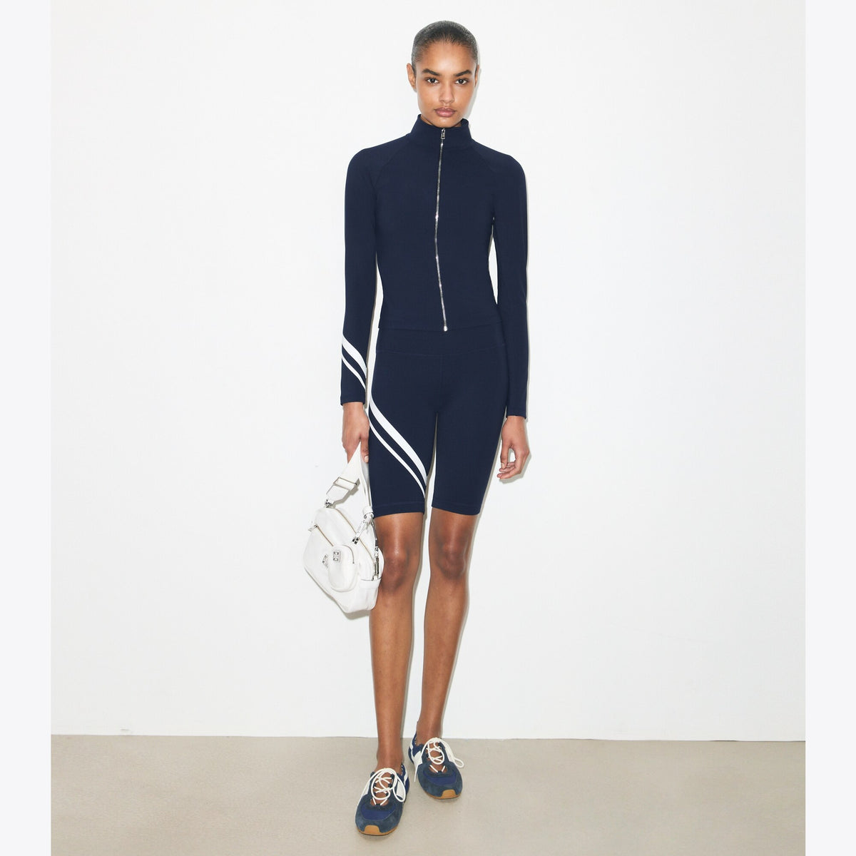 Tory Burch Chevron Bike Short - Tory Navy - 2