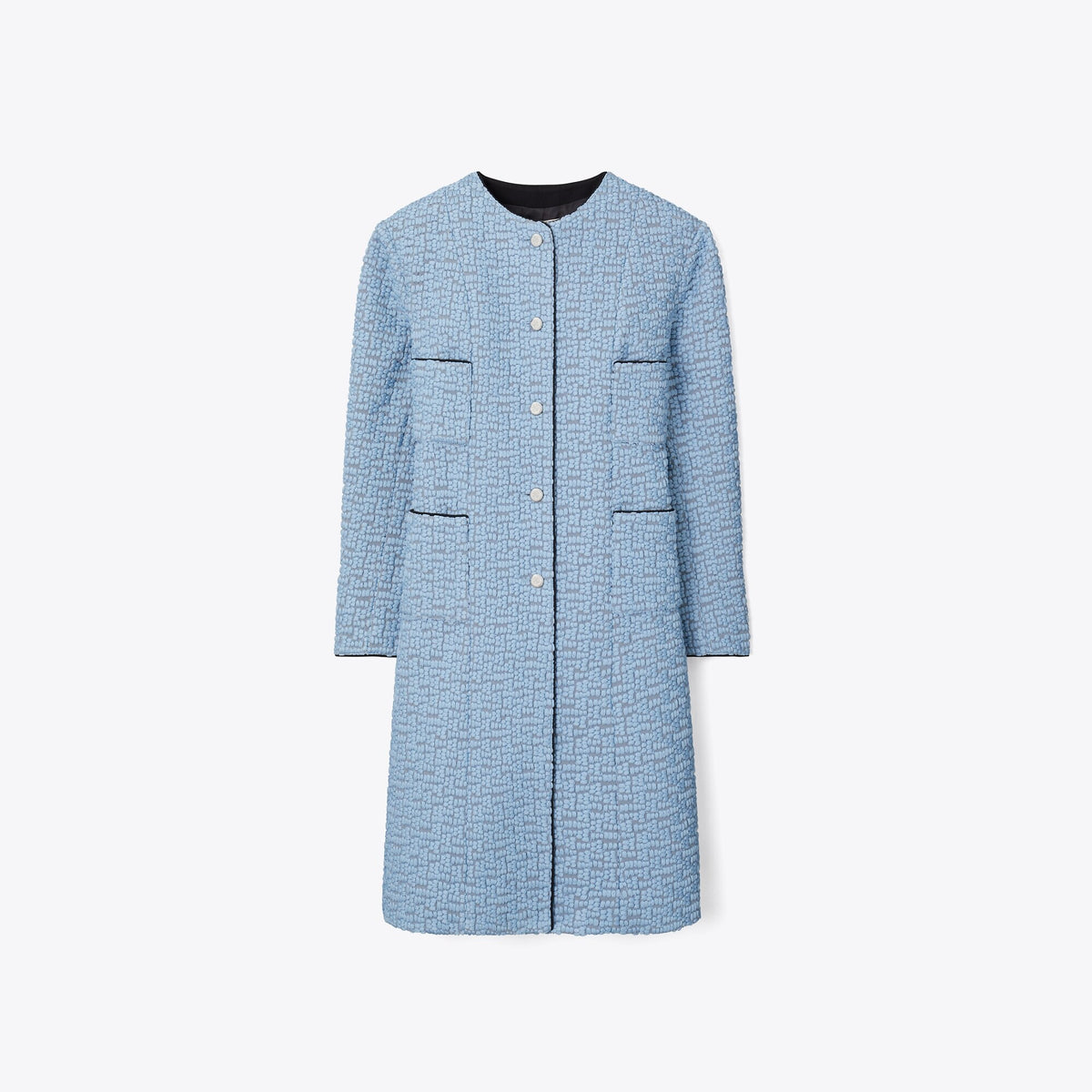 Tory Burch Chiffon Embroidered Coat - Blue Porcelain
