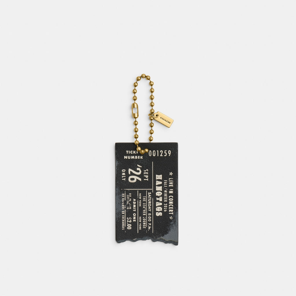 Coach Hangtags Concert Ticket Bag Charm - Brass/Black (Women's)