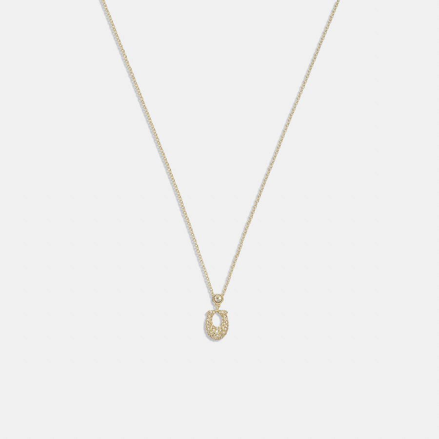 Coach Signature Pavé Necklace - Gold/Clear (Women's)