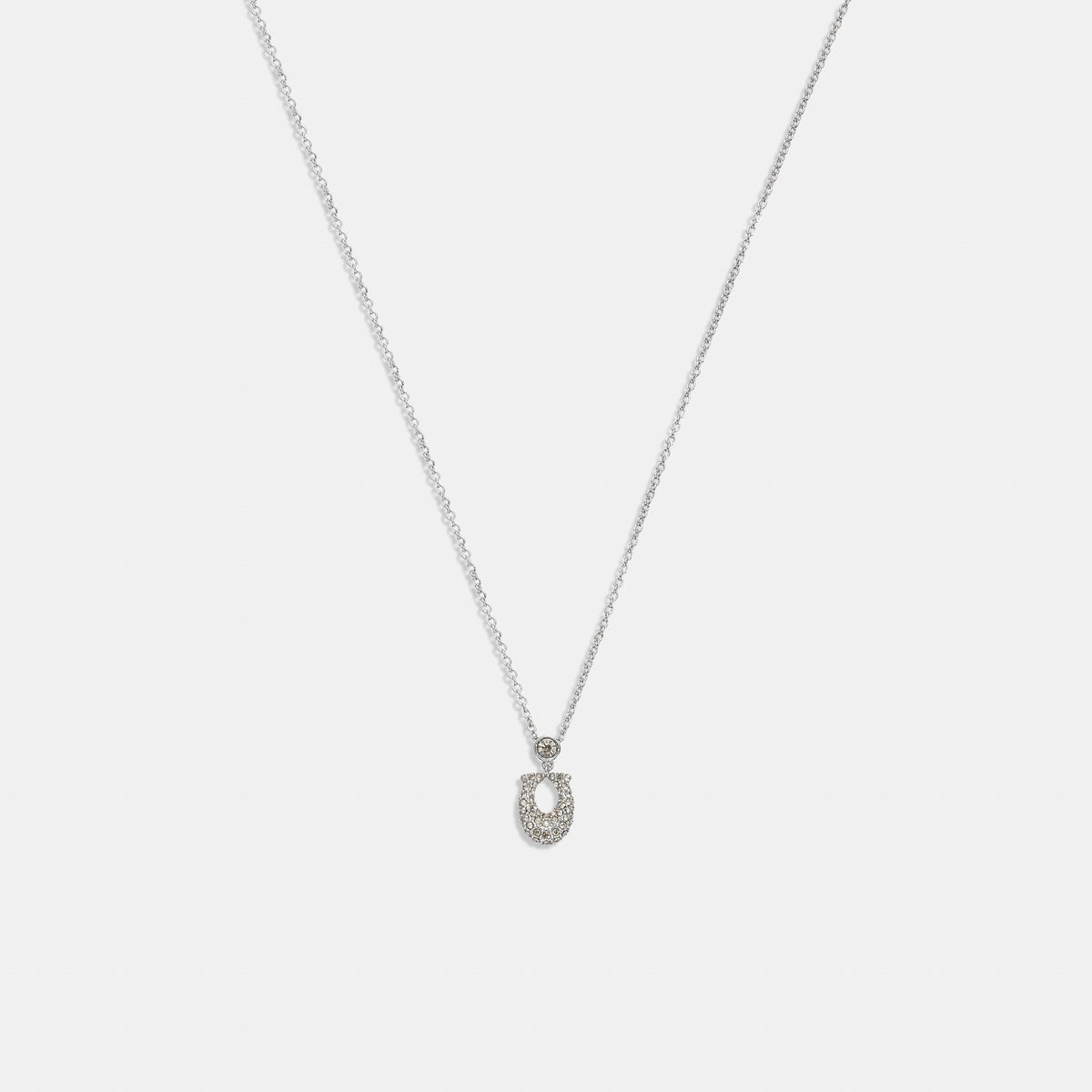 Coach Signature Pavé Necklace - Silver/Clear