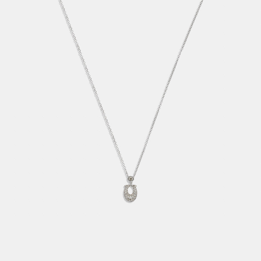 Coach Signature Pavé Necklace - Silver/Clear (Women's)