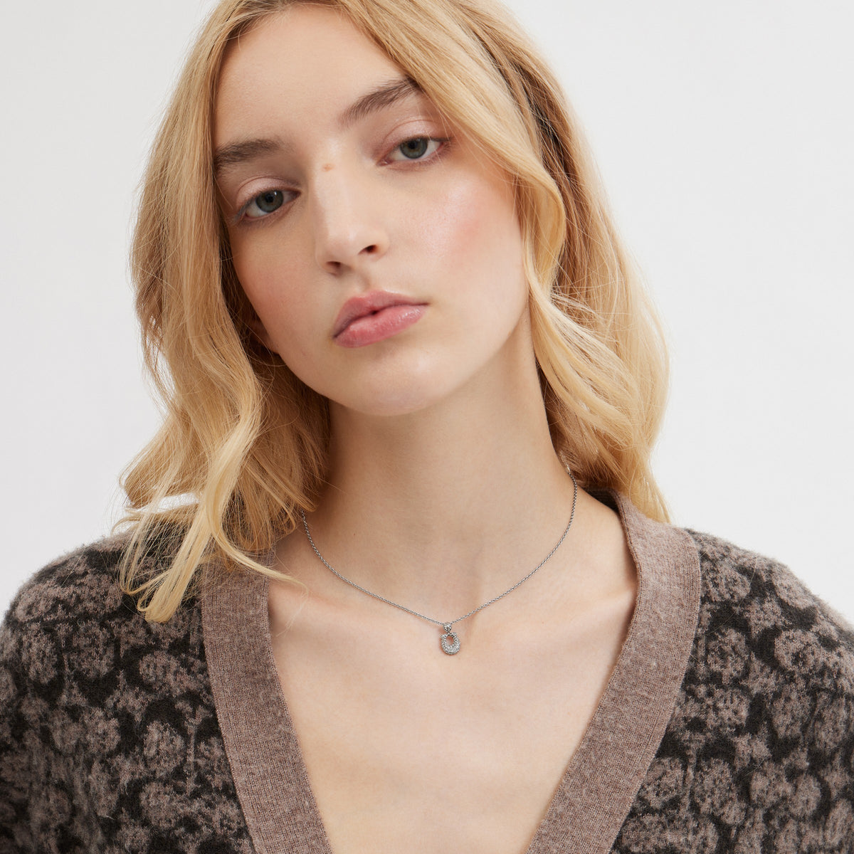 Coach Signature Pavé Necklace - Silver/Clear (2)