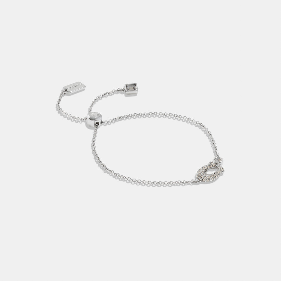 Coach Signature Pavé Slider Bracelet - Silver/Clear (Women's)