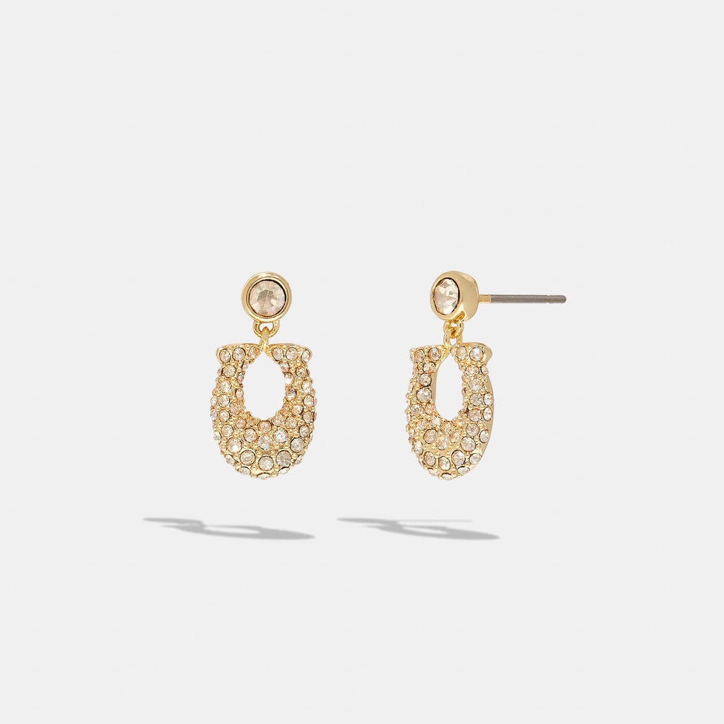 Coach Signature Pavé Earrings - Gold/Clear
