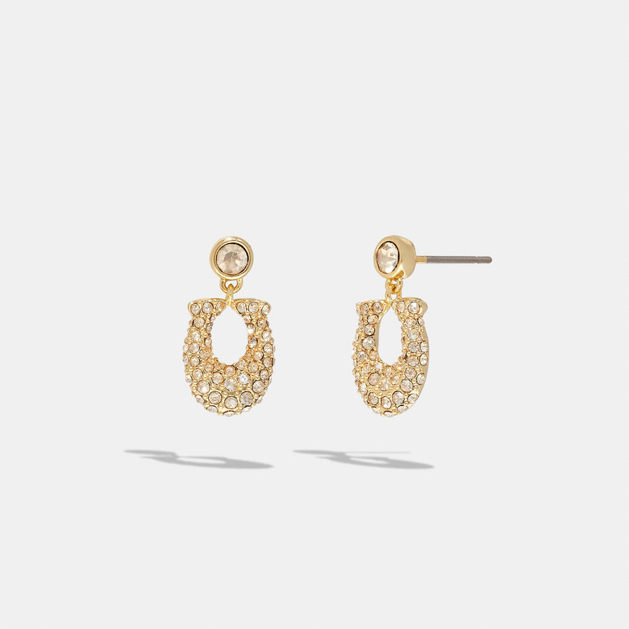 Coach Signature Pavé Earrings - Gold/Clear (Women's)