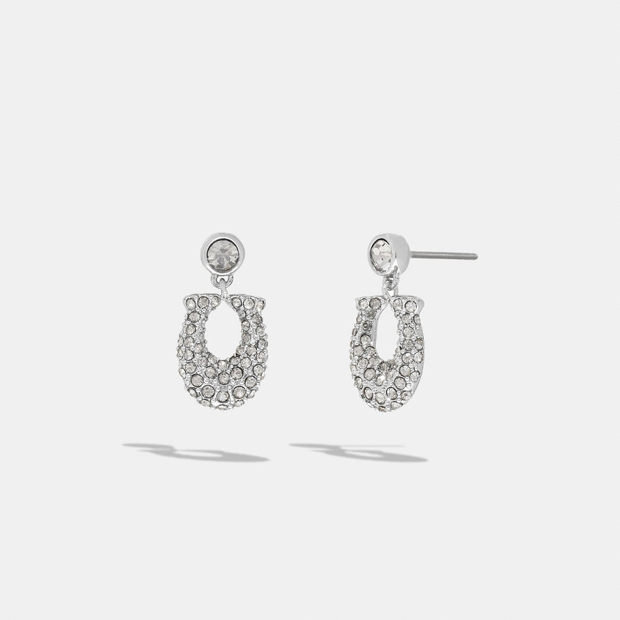 Coach Signature Pavé Earrings - Silver/Clear (Women's)