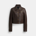Coach Heritage C Snap Front Shrunken Jacket - Brown