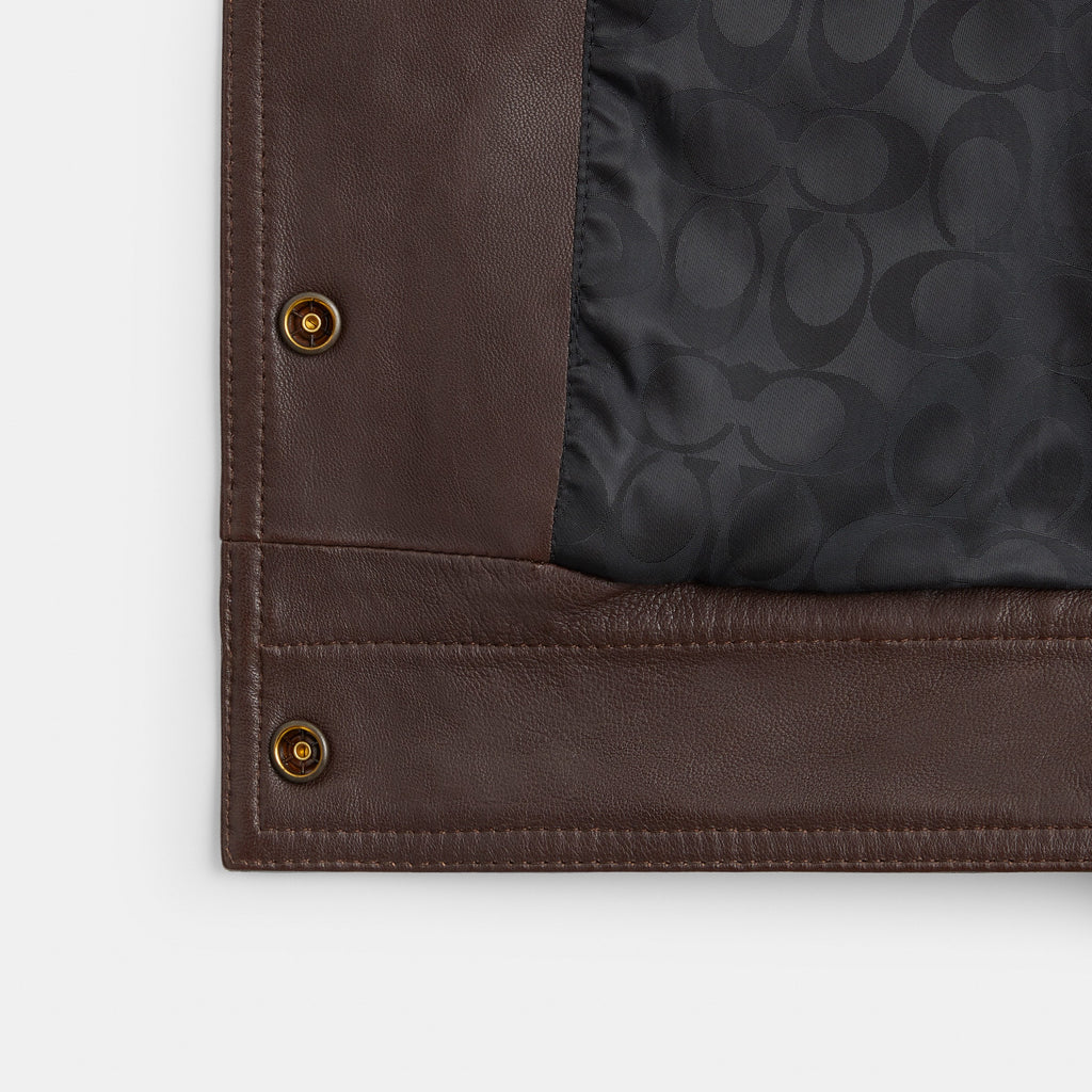 Coach Heritage C Snap Front Shrunken Jacket - Brown (2)