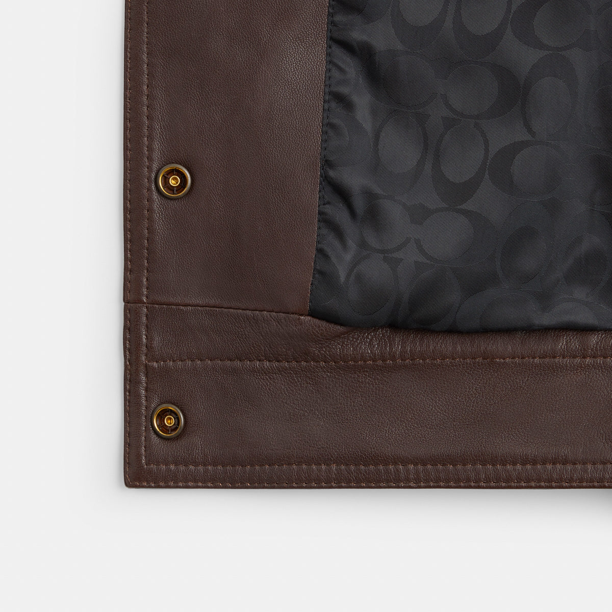 Coach Heritage C Snap Front Shrunken Jacket - Brown (2)