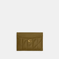 Coach Essential Card Case With Pillow Quilting - Brass/Muted Olive (Women's)