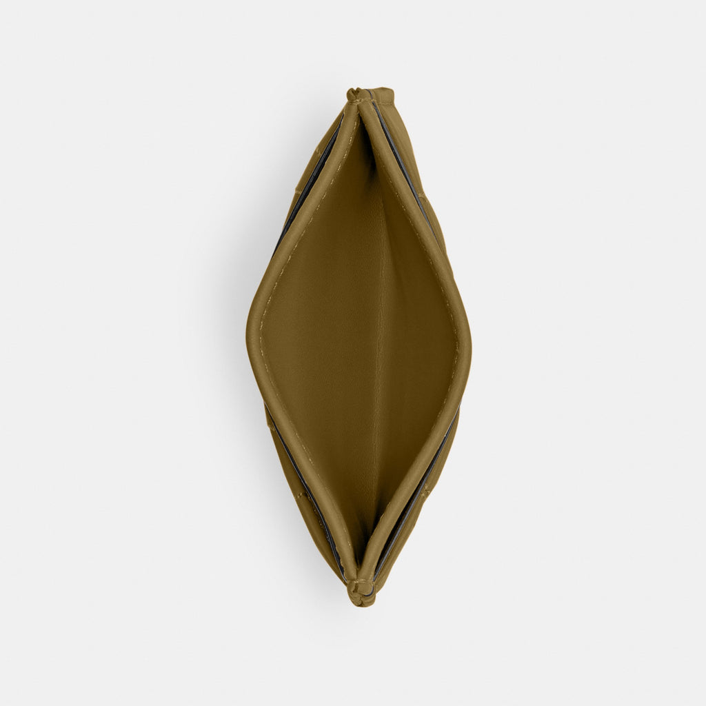 Coach Essential Card Case With Pillow Quilting - Brass/Muted Olive (Women's)