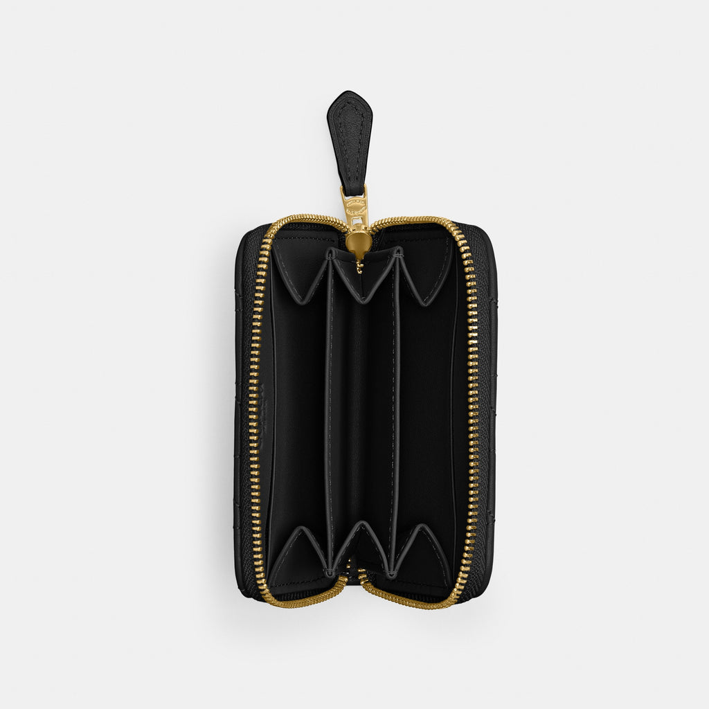 Coach Essential Small Zip Around Card Case - Brass/Black (2)